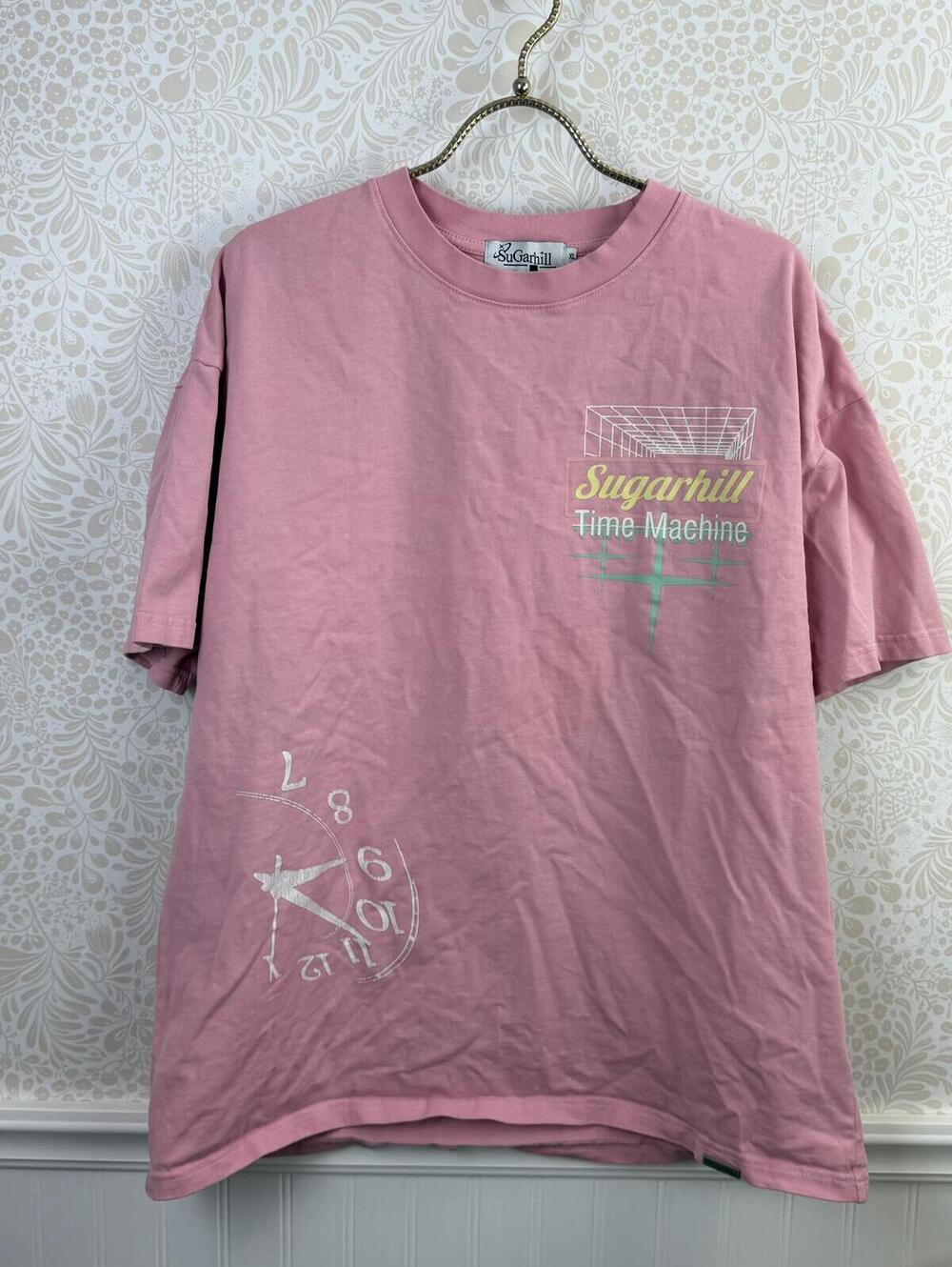 Sugarhill Men's Time Machine Pink Thick Cotton Graphic T-Shirt - Size - XL - Picture 8 of 8